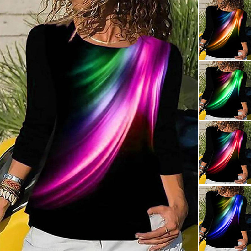 Crew Neck Feather Print Slim Fit T-Shirt