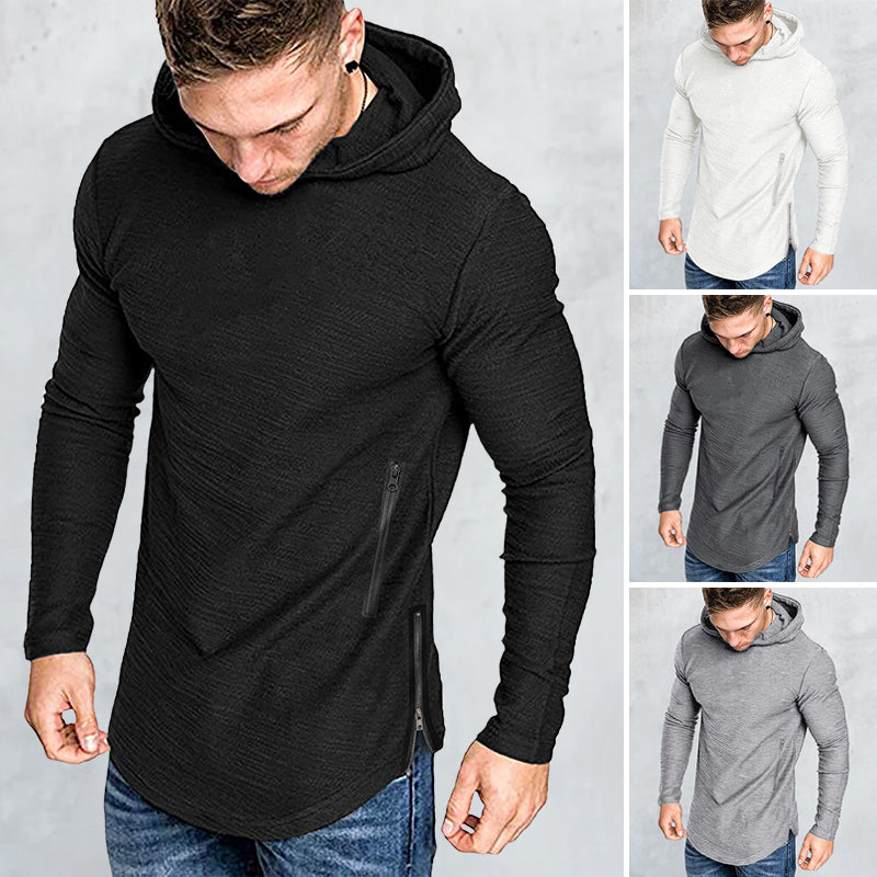 Solid Color Hooded Long Sleeve T-Shirt