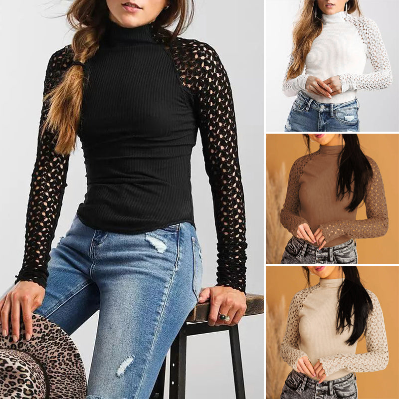 Cutout Long Sleeve Slim Fit Rib Top