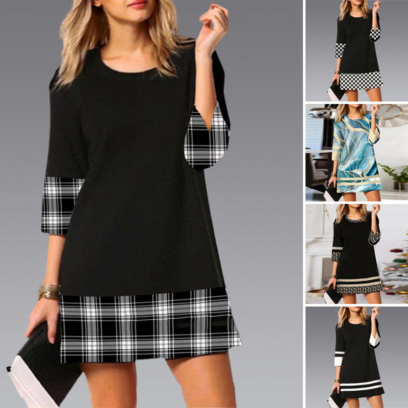 Paneled Crew Neck Dress