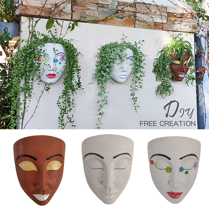 Resin Goddess Human Face Flower Pot