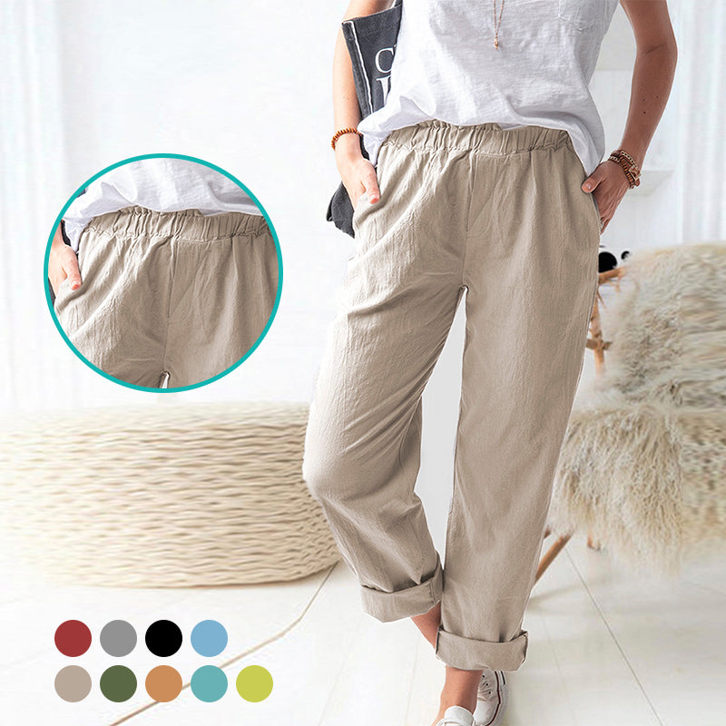 Solid Color Casual Loose Waist Pants