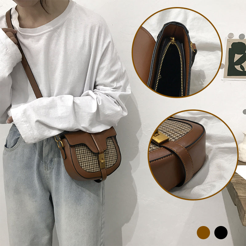 Vintage Plaid Saddle Bag