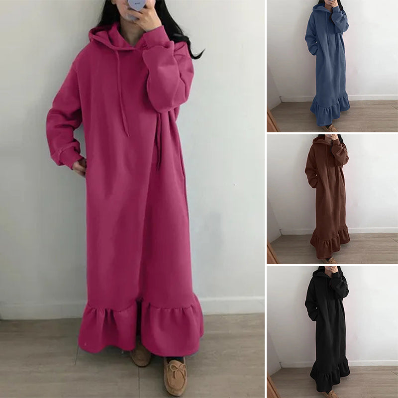 Fleece Hooded Shift Baggy Dress