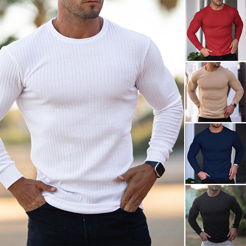 Vertical Crewneck Long Sleeve T-Shirt