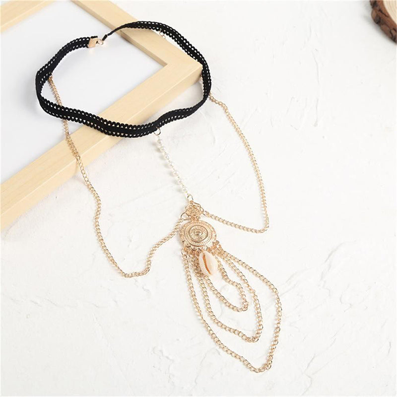 Turquoise Pendant Layered Leg Chain