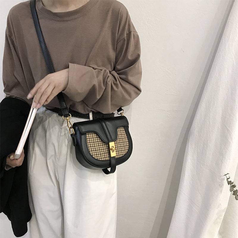 Vintage Plaid Saddle Bag