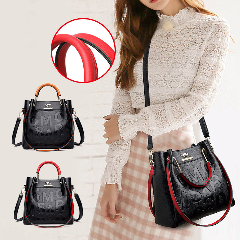 Soft Leather Embossed Shoulder Bag