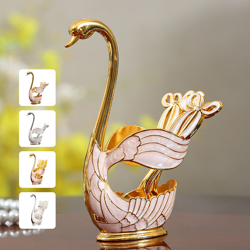 Home Decoration Swan Dessert Spoon/Fork Tableware Set