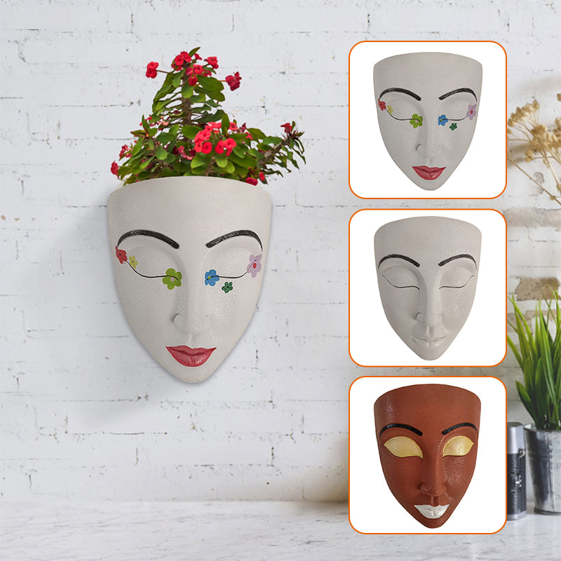 Resin Goddess Human Face Flower Pot