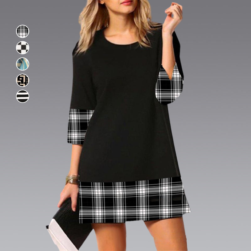 Paneled Crew Neck Dress