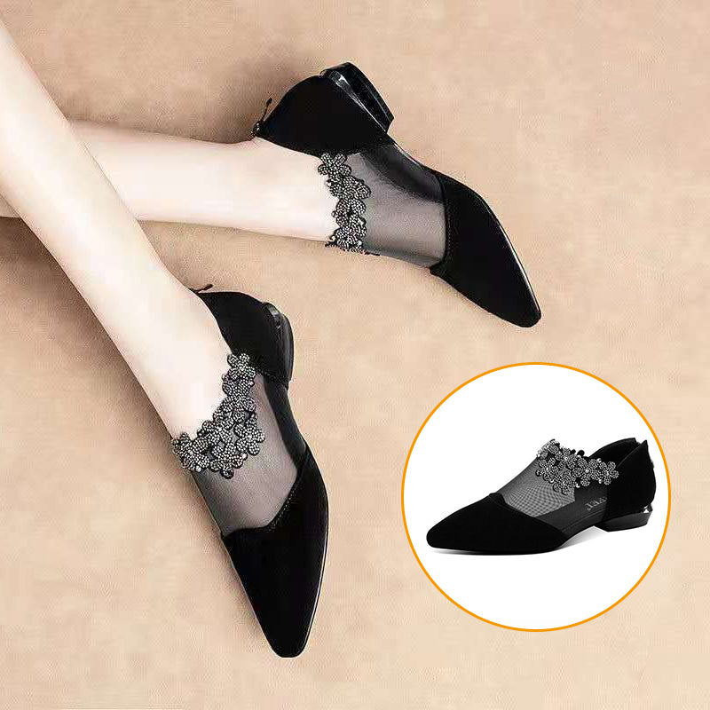 RHINESTONE STONE HOLLOW HEEL SHOES