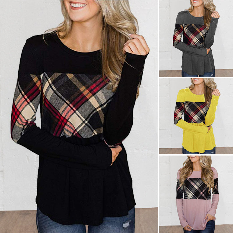 Paneled Color Contrast Long Sleeve T-Shirt