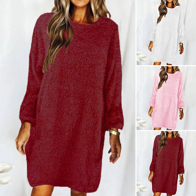 Long Sleeve Plush Sweater Dress