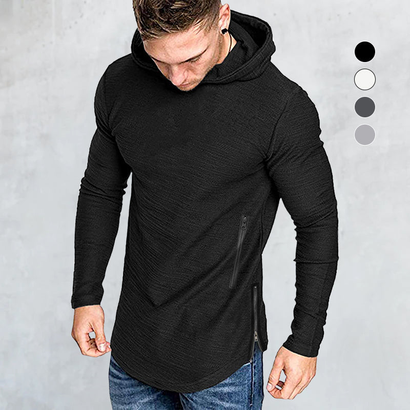 Solid Color Hooded Long Sleeve T-Shirt