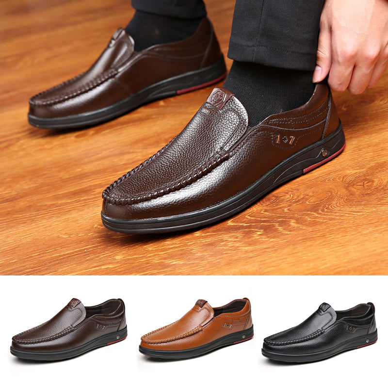 Men's Leather Soft Insole Casual Business Slippers