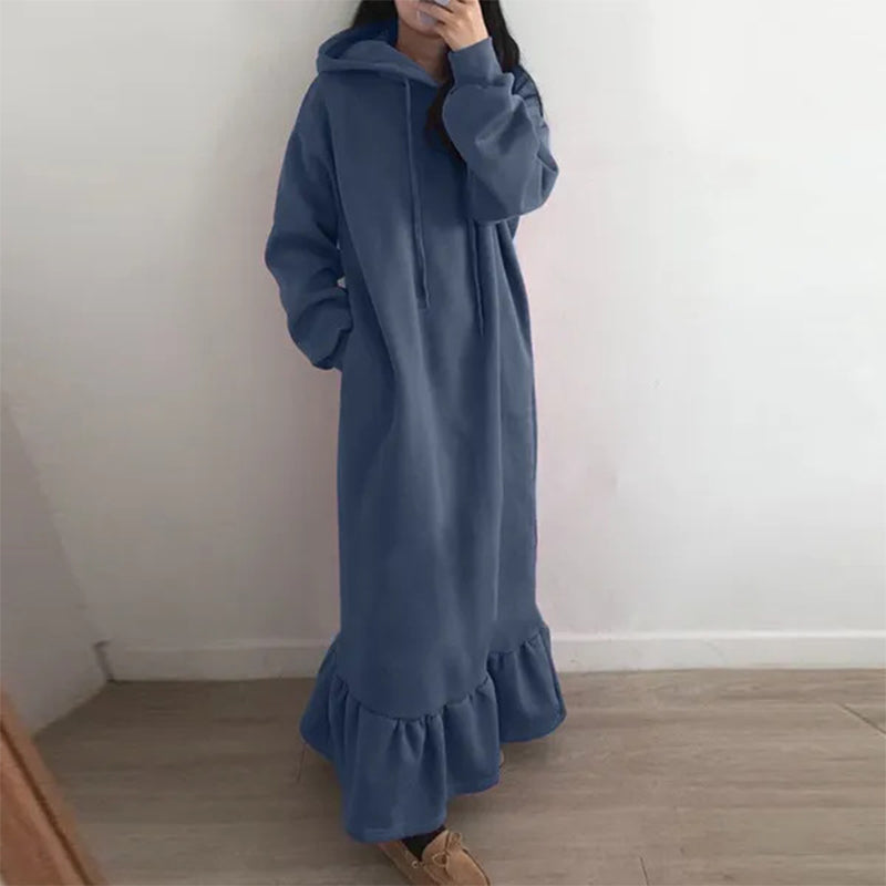 Fleece Hooded Shift Baggy Dress