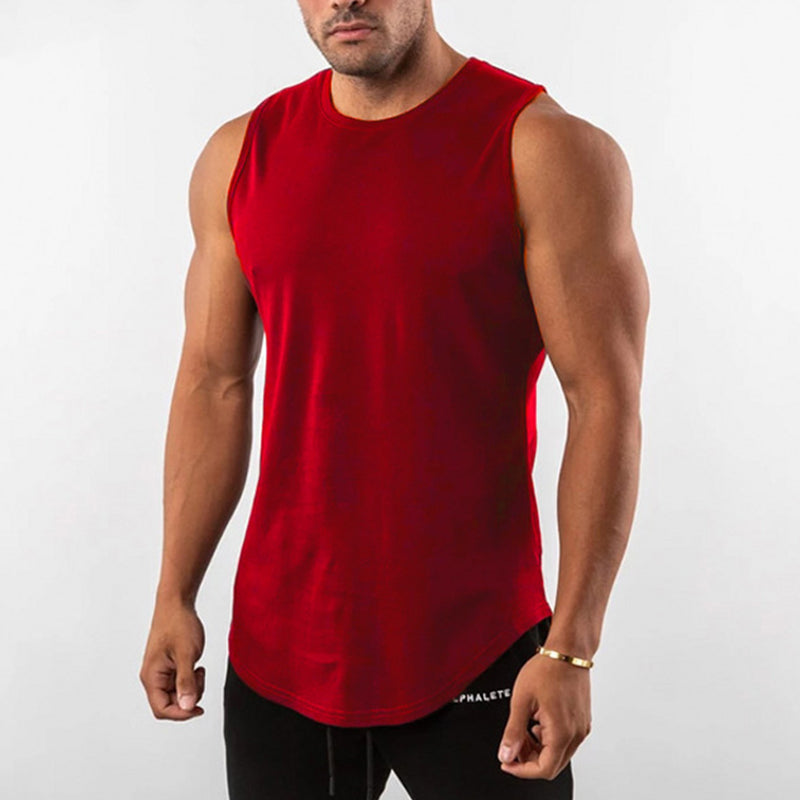 Men's Muscle Plain Crew Neck Sleeveless Vest