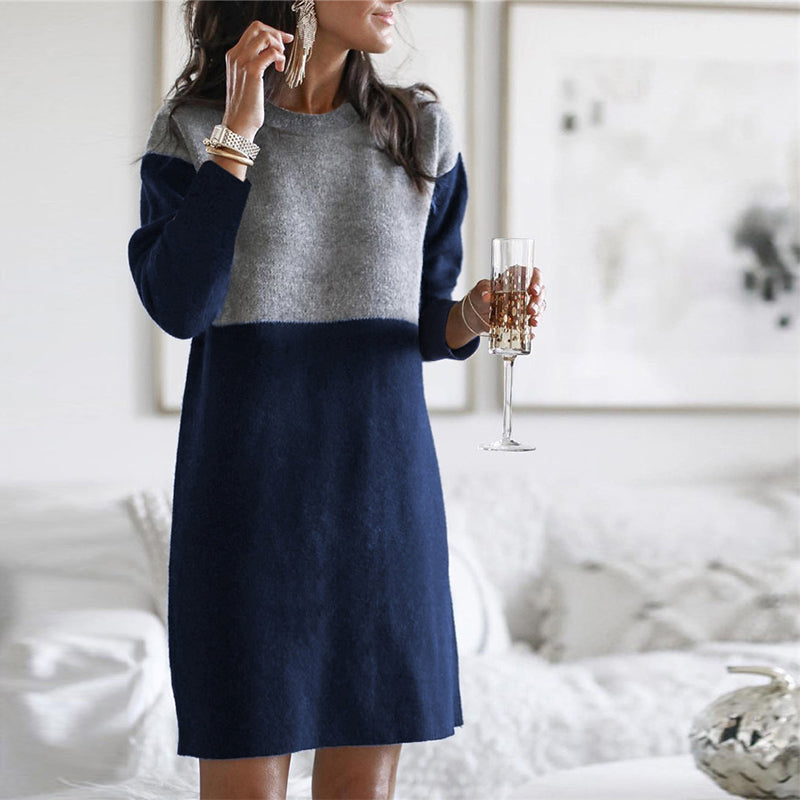 Paneled Long-sleeve Dress