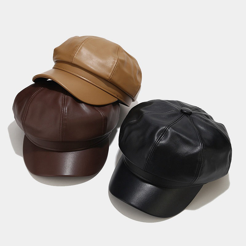 Ladies British Style Retro Casual Solid Color Hat