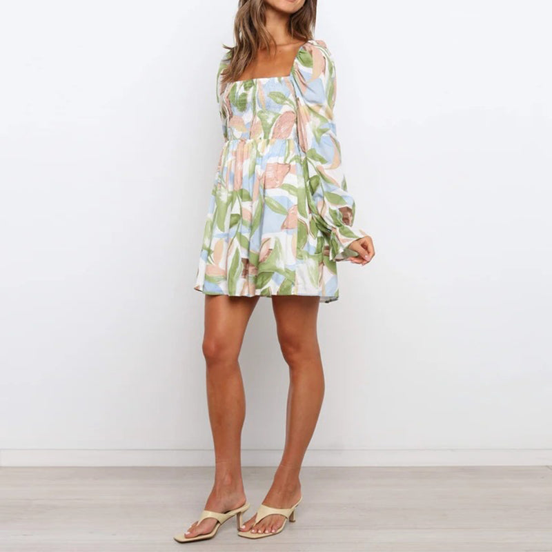 One Shoulder Flower Dress