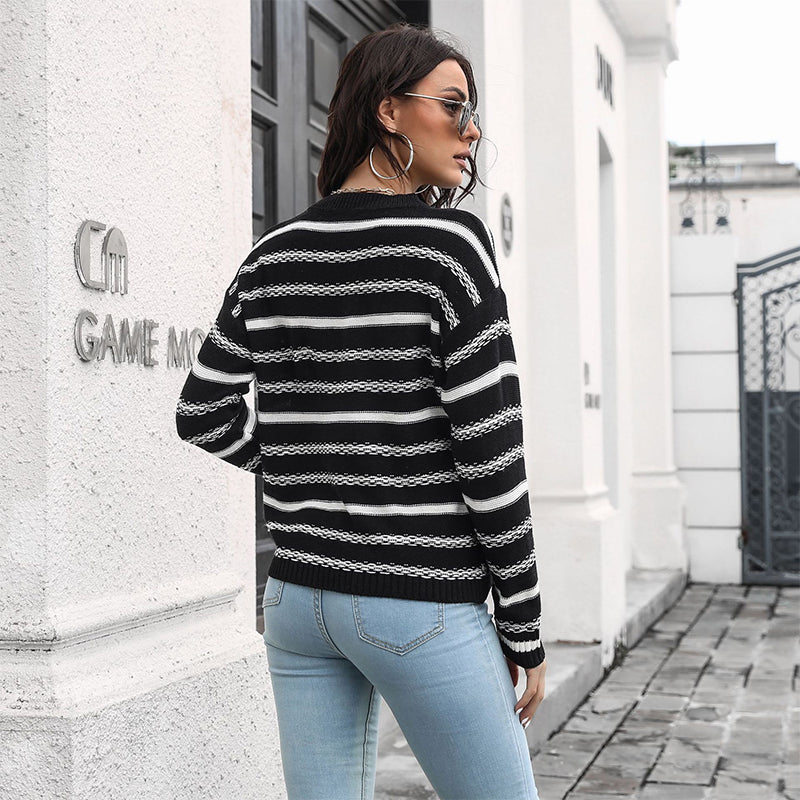 Crew Neck Striped Oversized Sweater