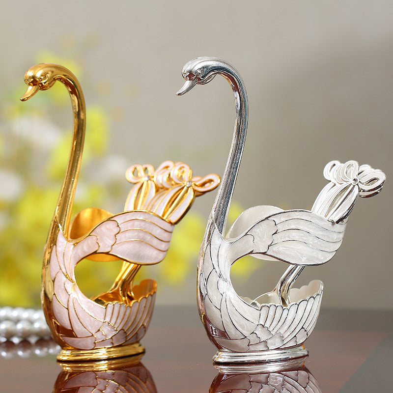 Home Decoration Swan Dessert Spoon/Fork Tableware Set