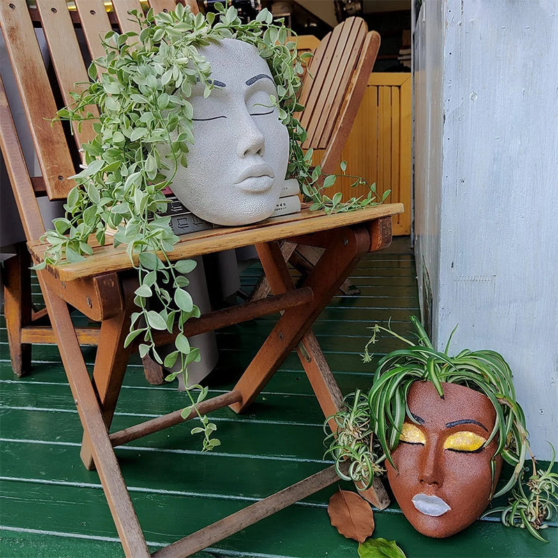 Resin Goddess Human Face Flower Pot