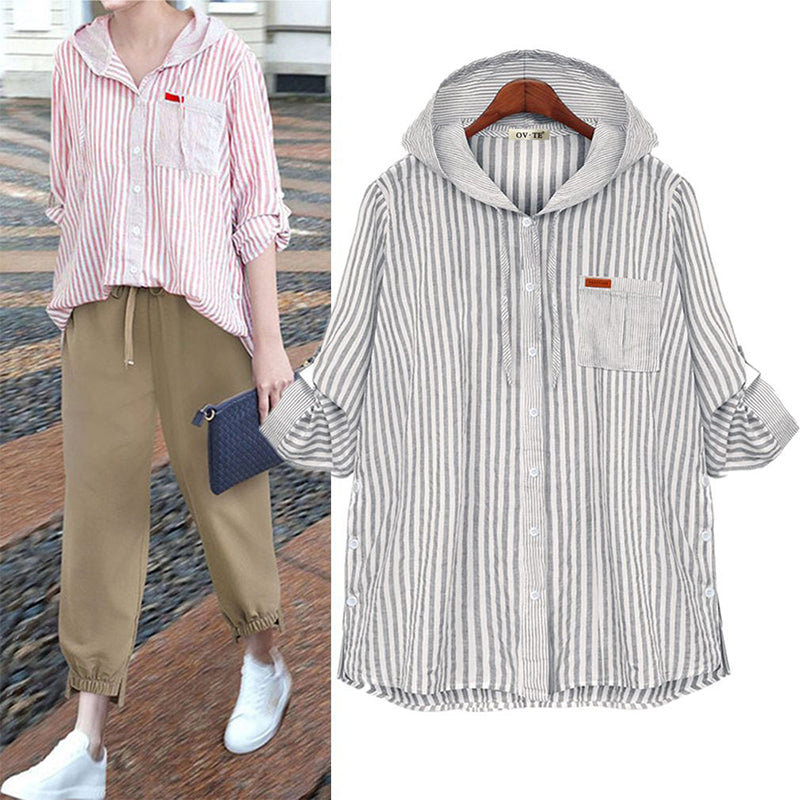 Hooded Fashion Long Sleeve Shirt