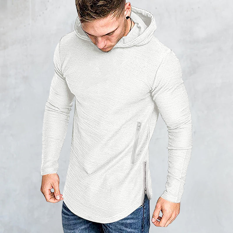 Solid Color Hooded Long Sleeve T-Shirt