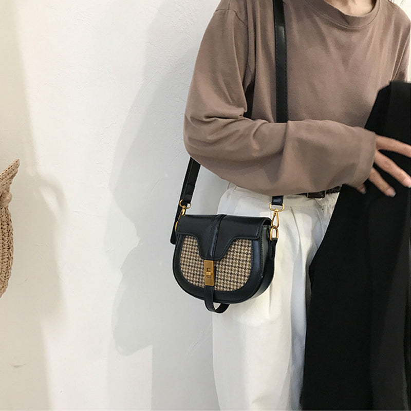 Vintage Plaid Saddle Bag