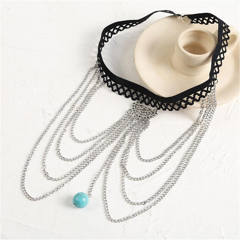 Turquoise Pendant Layered Leg Chain
