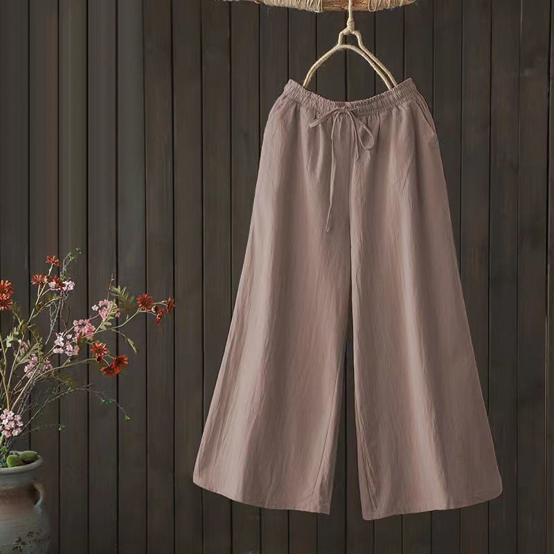 Casual Cotton and Linen Wide-leg Trousers