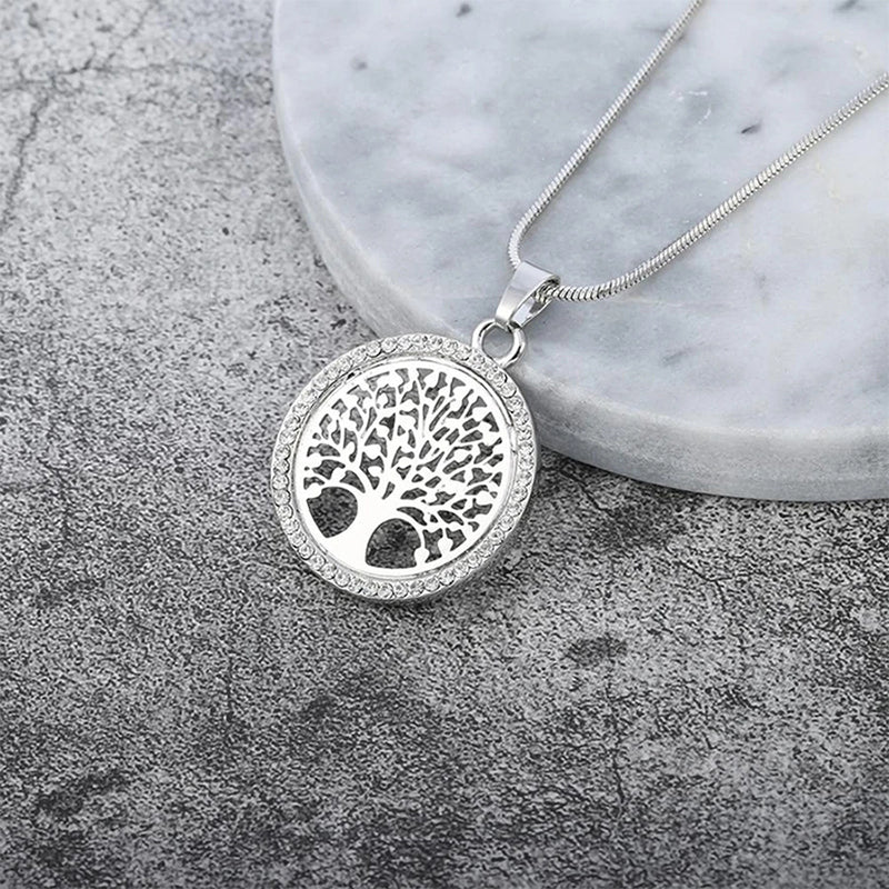 Hollow out Tree of Life Studded Necklace