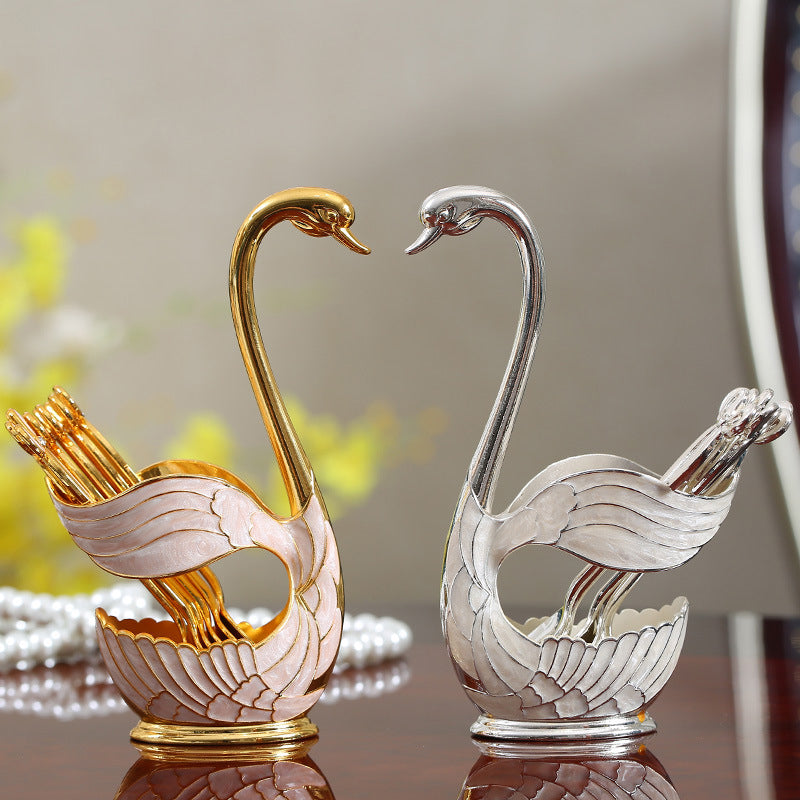 Home Decoration Swan Dessert Spoon/Fork Tableware Set