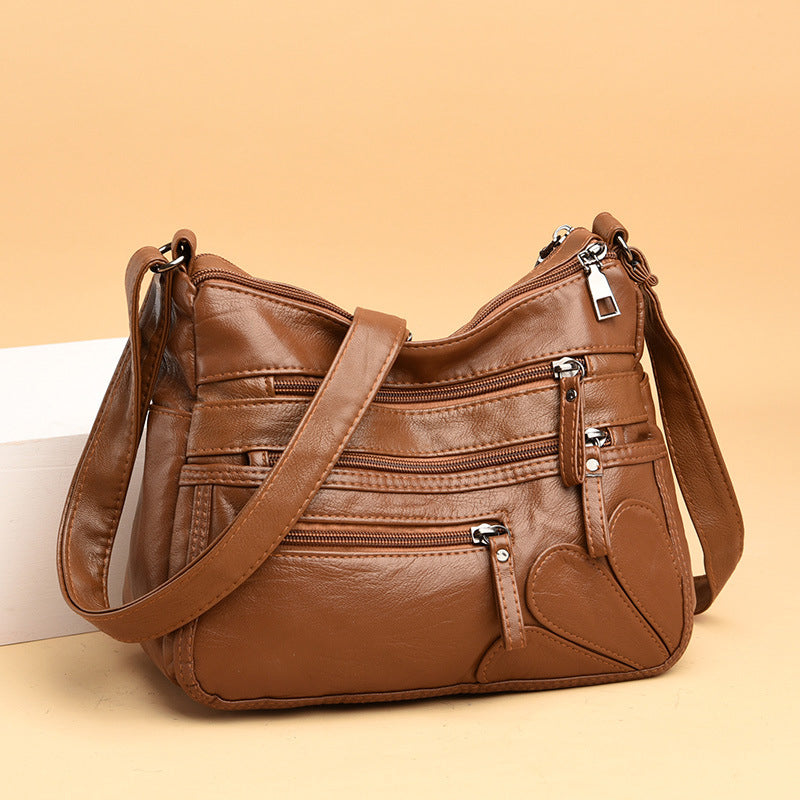 Multi-zipper Soft Leather Bag