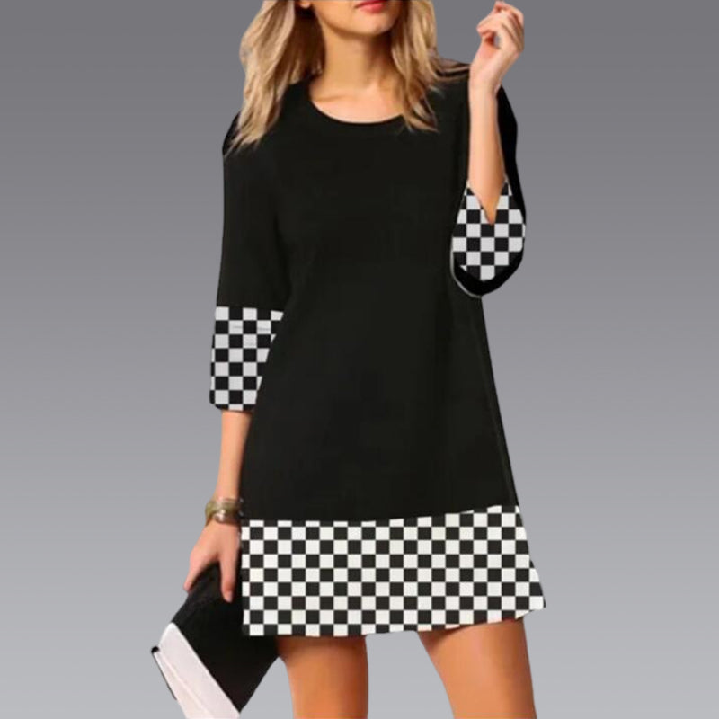 Paneled Crew Neck Dress