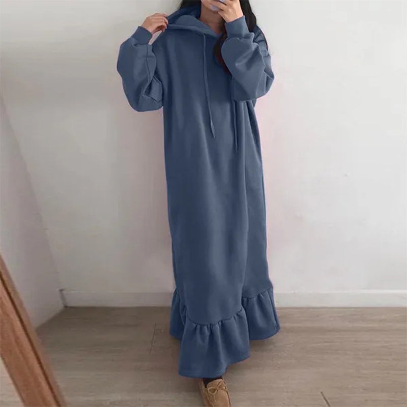 Fleece Hooded Shift Baggy Dress