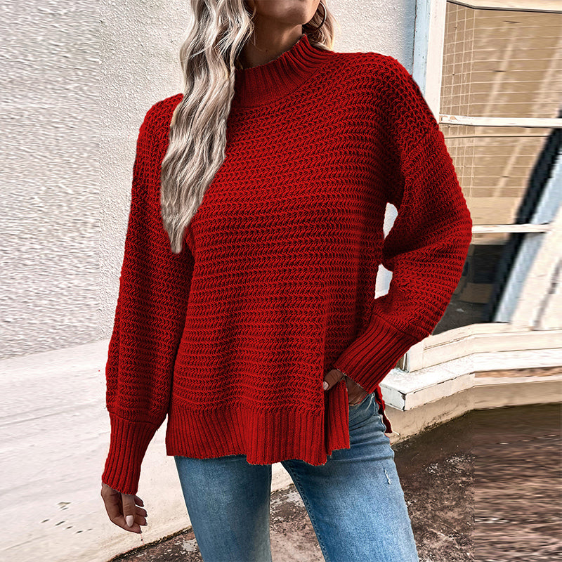 Bloomer Sleeve Split Pullover Sweater