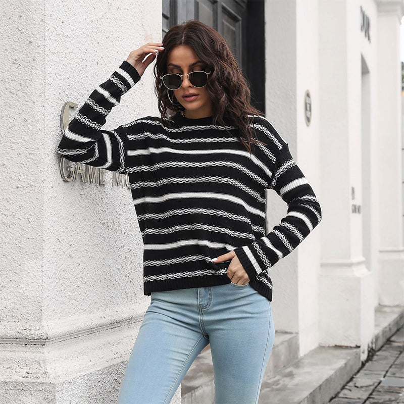 Crew Neck Striped Oversized Sweater