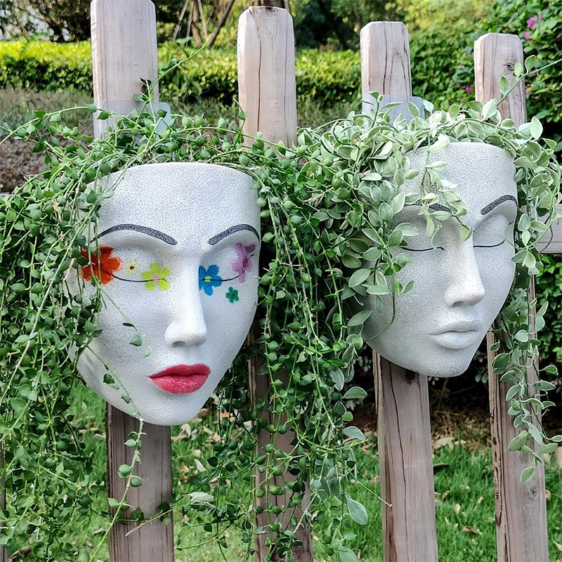 Resin Goddess Human Face Flower Pot