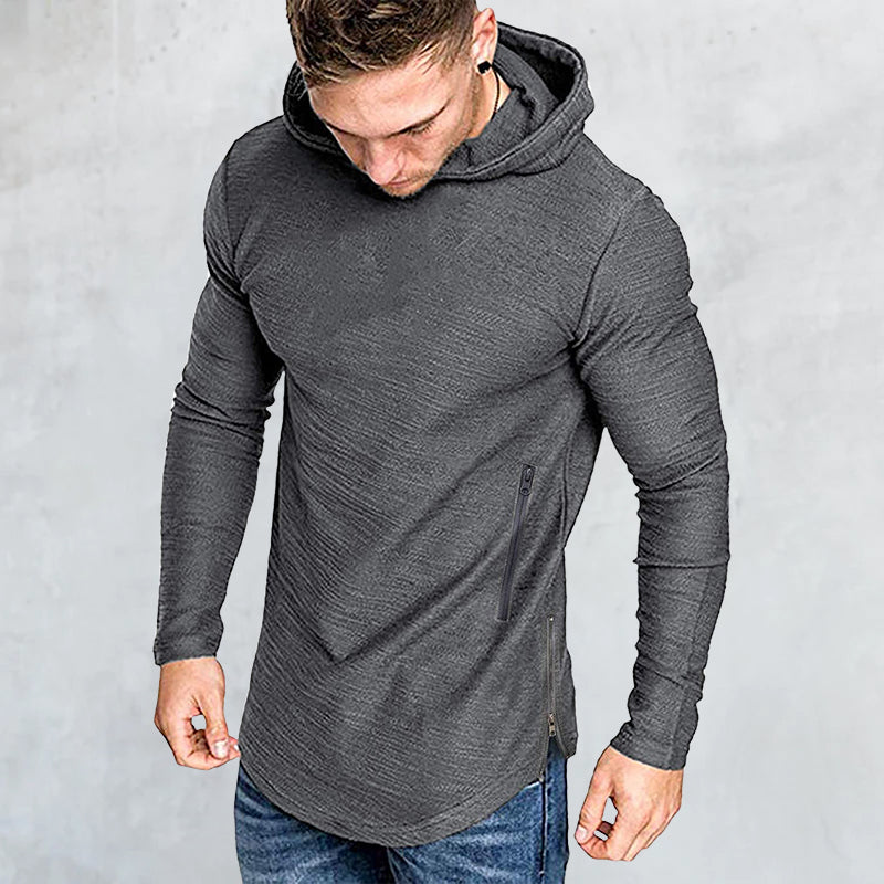 Solid Color Hooded Long Sleeve T-Shirt