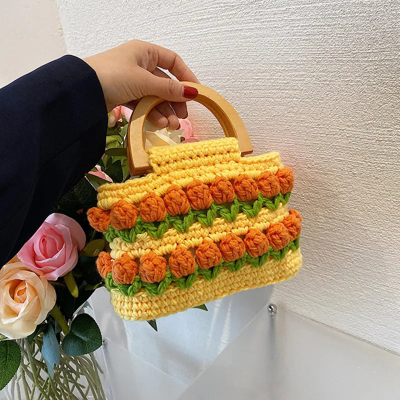 High Quality Woven Crochet Bucket Bag
