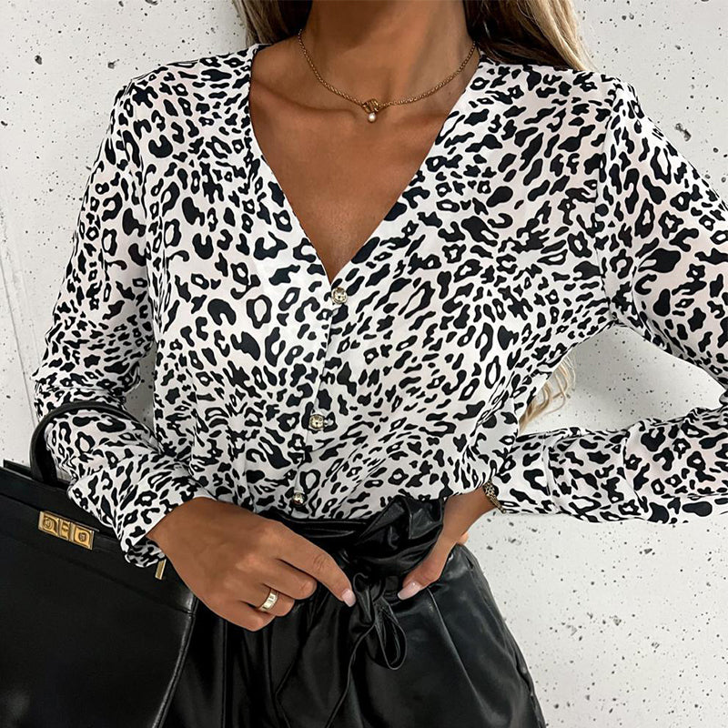 Leopard Print V-Neck Shirt