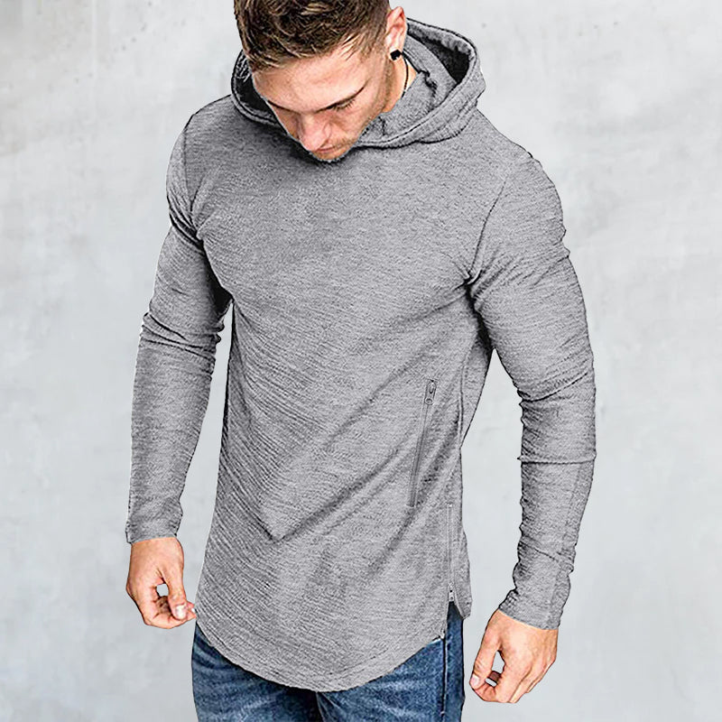 Solid Color Hooded Long Sleeve T-Shirt