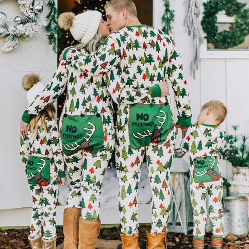 Green Little Christmas Tree Print Family Matching Onesie Pajamas