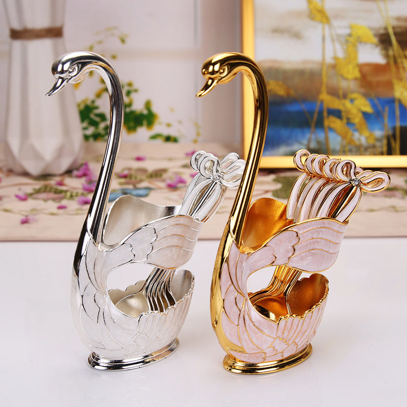 Home Decoration Swan Dessert Spoon/Fork Tableware Set