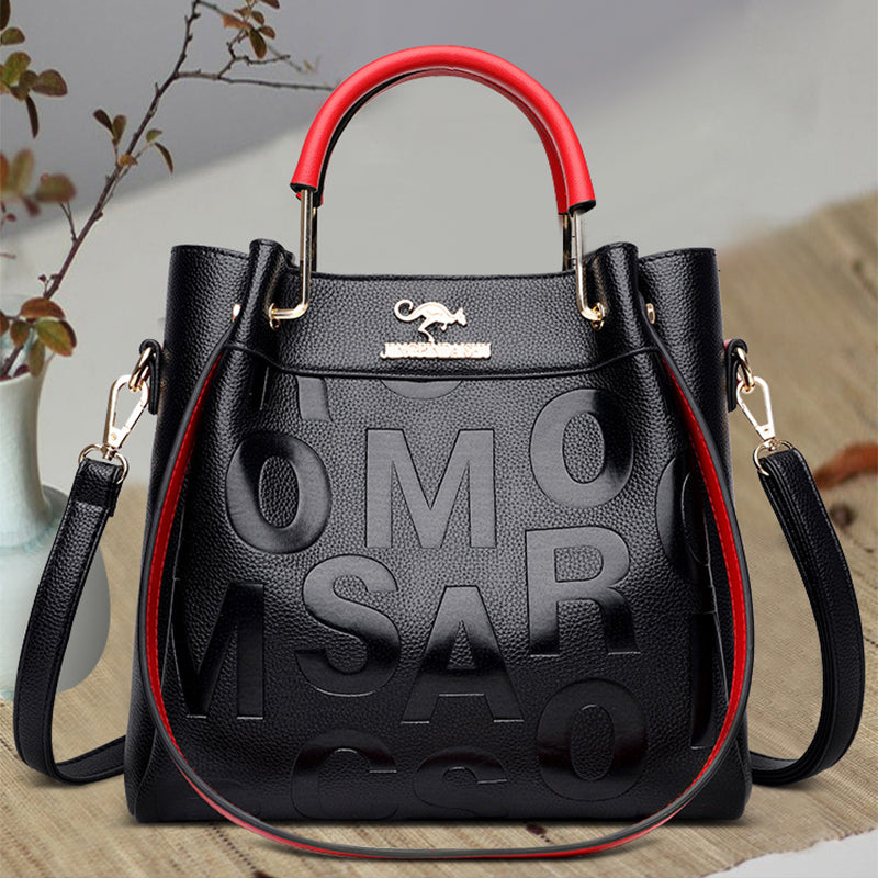 Soft Leather Embossed Shoulder Bag