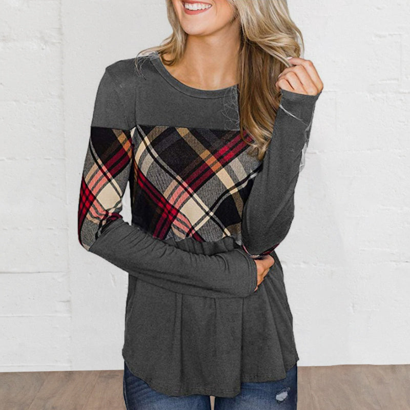 Paneled Color Contrast Long Sleeve T-Shirt