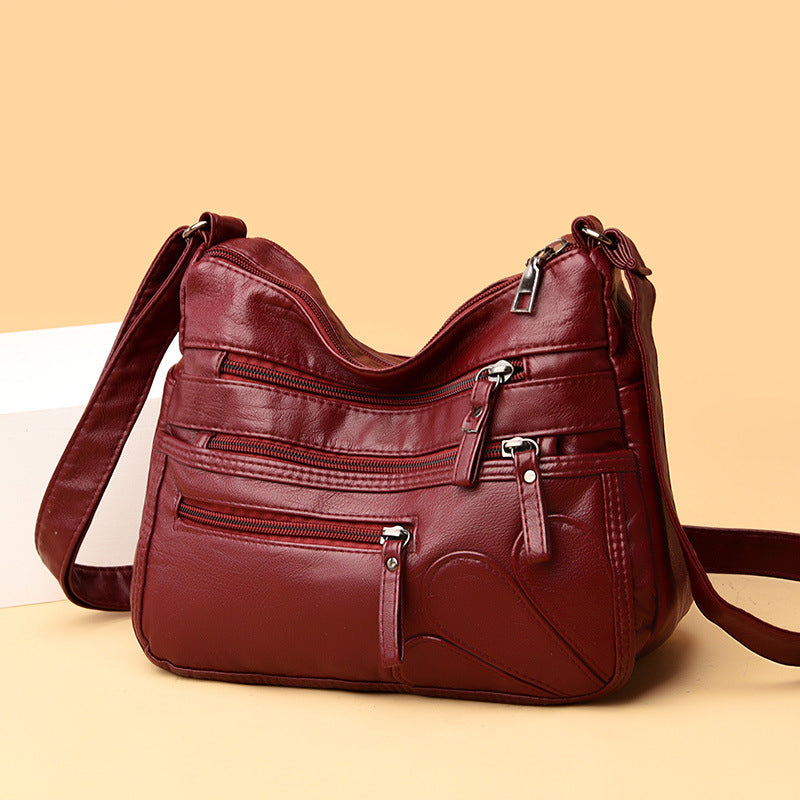 Multi-zipper Soft Leather Bag